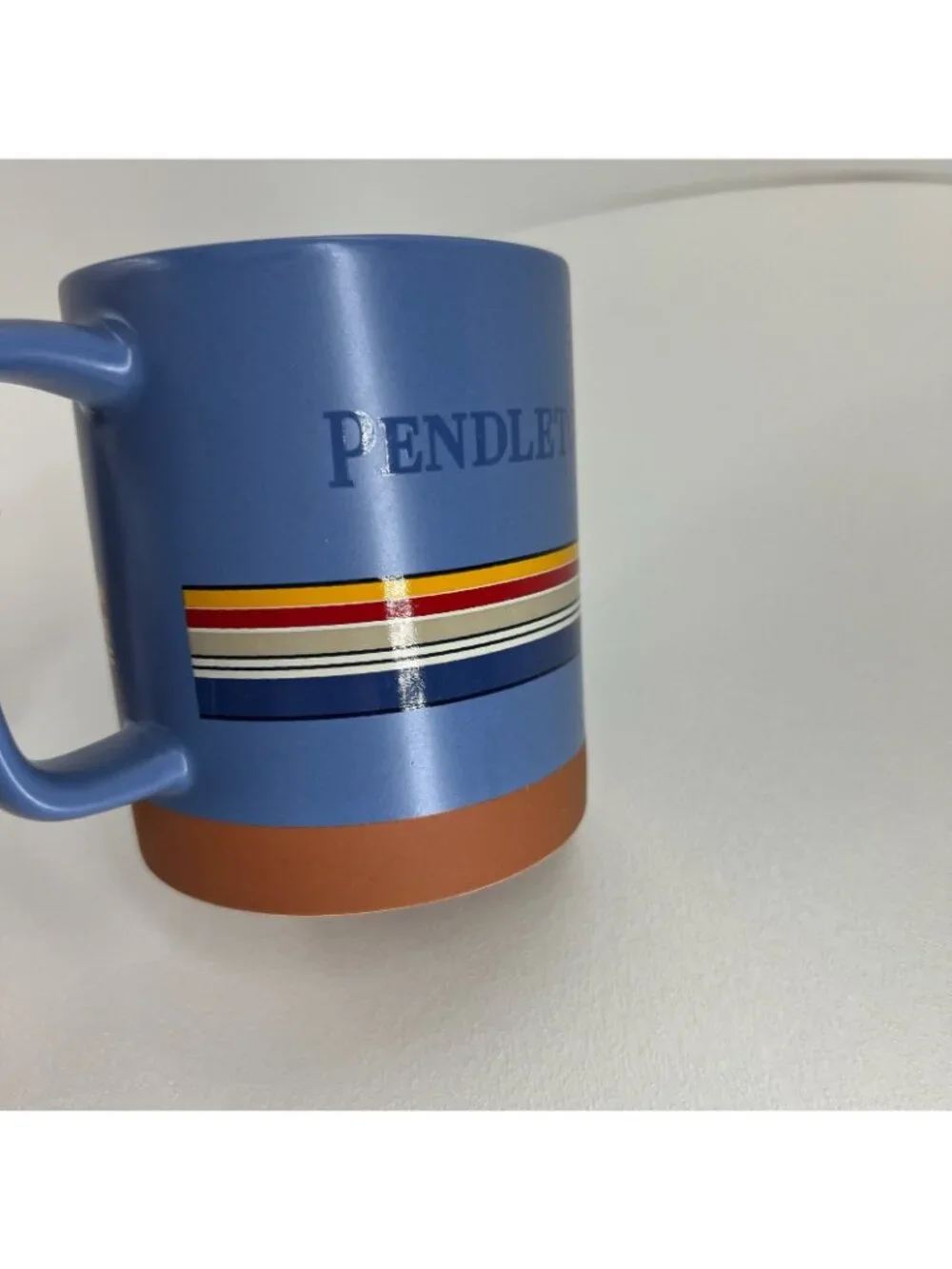 Pendleton National Parks Stoneware Coffee Mugs Set Ceramic 18oz Striped Blue Red